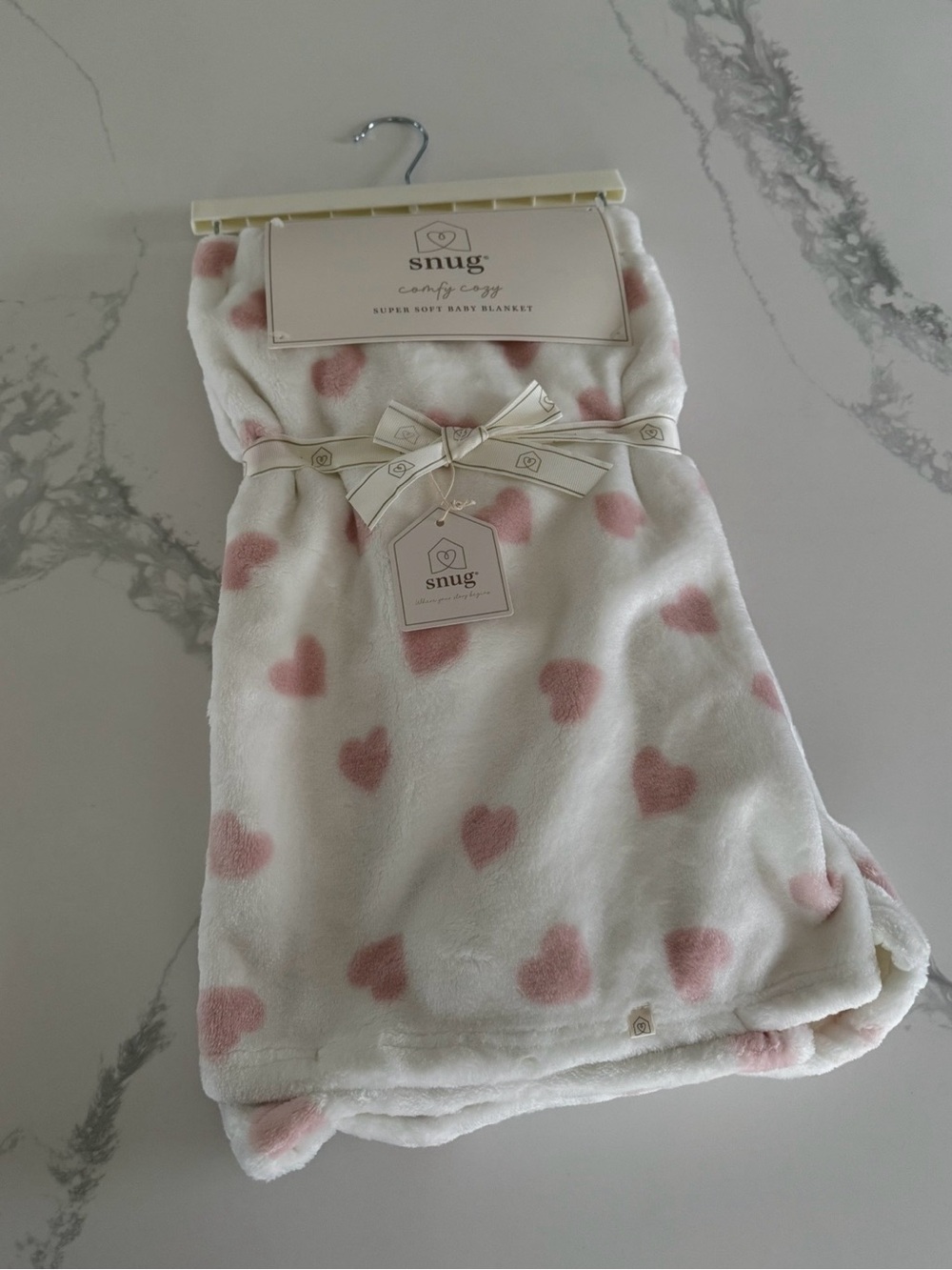 Snug Comfy Cozy Pink Hearts Plush Baby Blanket